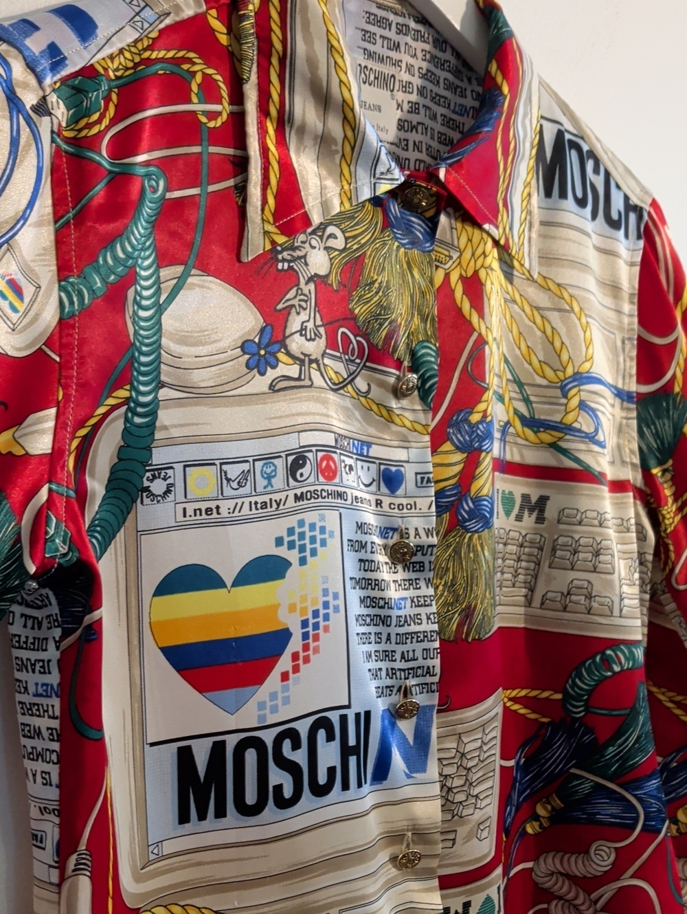 VINTAGE MOSCHINO 'apple mac' parody print blouse - size 4 - Picture 5 of 15